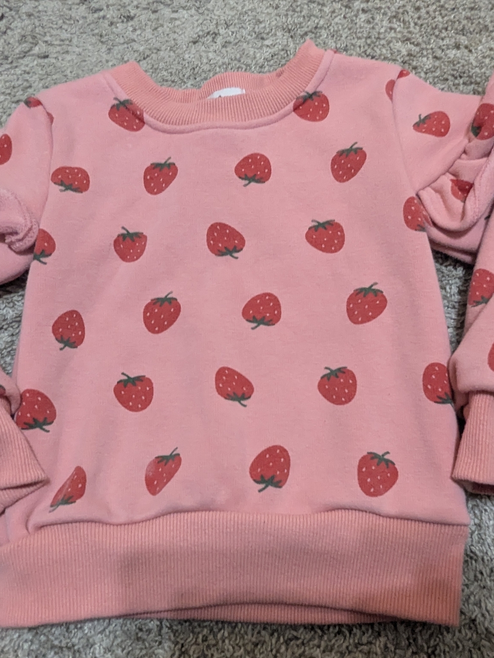 Lola And The Boys Girls' Pink Strawberry Print Pullover Sweatshirt